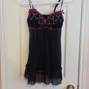 Inner Secrets Black Tulle Baby Doll
